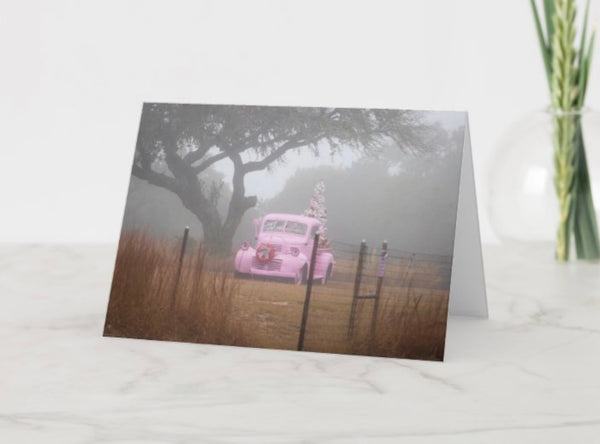 “Pink Christmas horizontal” 5x7 Blank Greeting Card